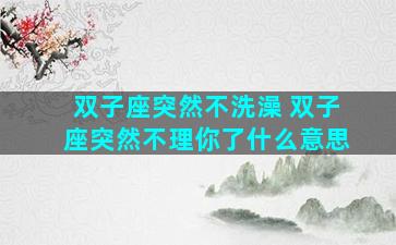 双子座突然不洗澡 双子座突然不理你了什么意思